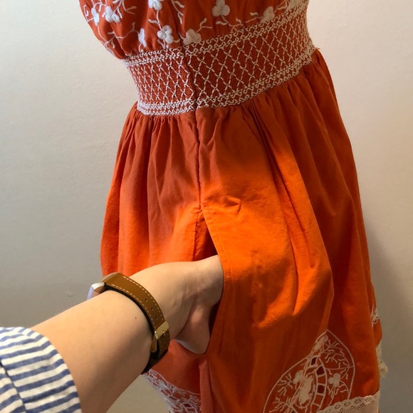 Anthropologie Orange Crochet Dress Size 4 - Picture 4 of 8